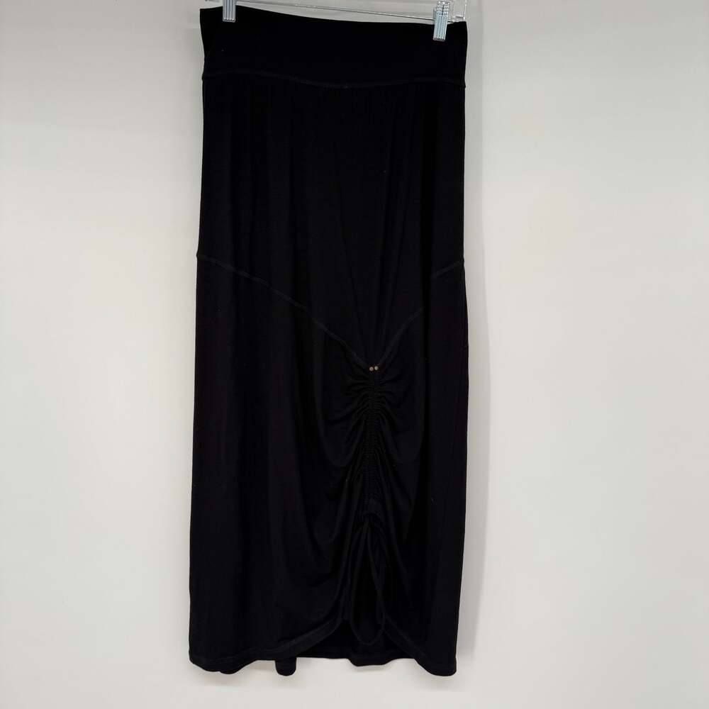 NWT Testimony Los Angeles Midi Ruched Skirt Women's Size M Black 90s Minimalist